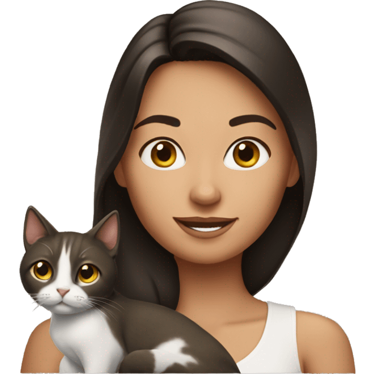 Brunette with cat emoji