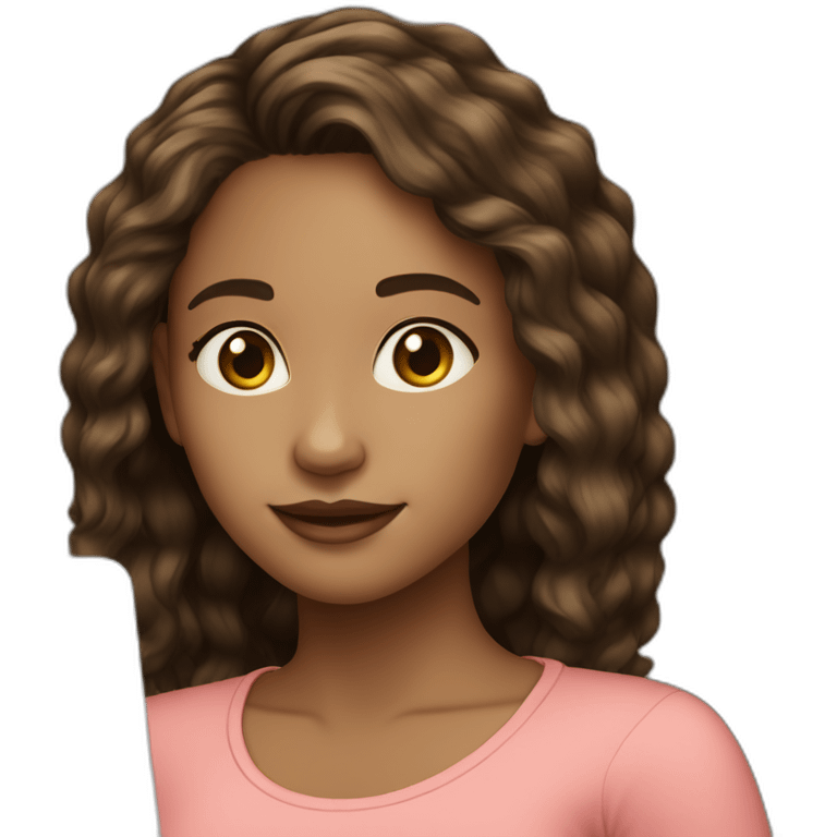 light skin girl long dark brown hairs with laptop emoji