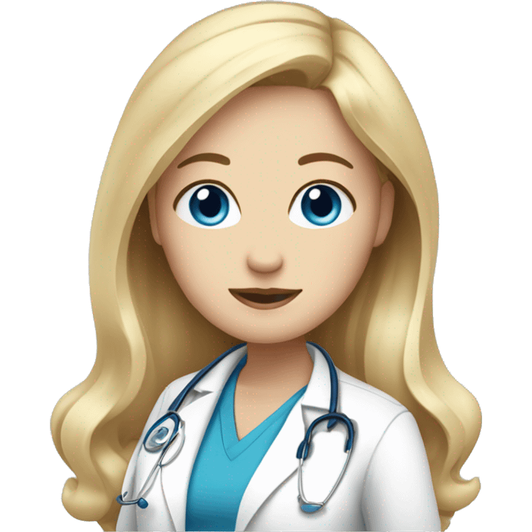 Picture of White pregnant doctor with blue eyes & blonde hair showing her pregnant emoji