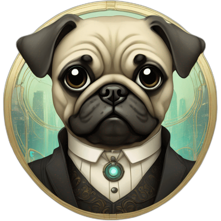 A cyberpunk pug in Art Nouveau style during 1910 emoji