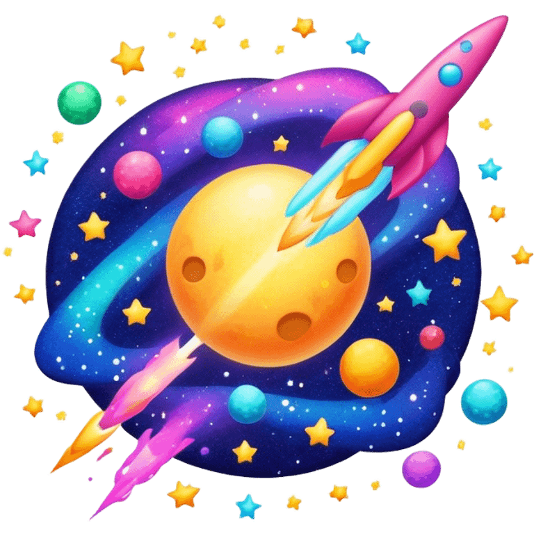 Outer space with colorful glitter bursting through  emoji