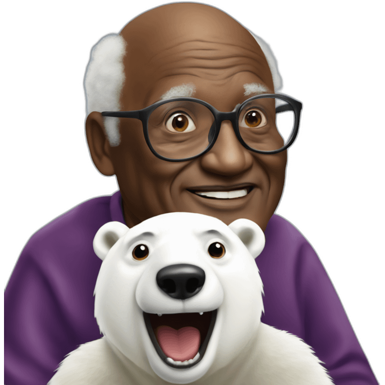 Desmond Tutu being racist to a polar bear emoji