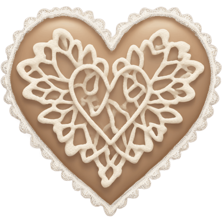 Pale brown lace heart emoji