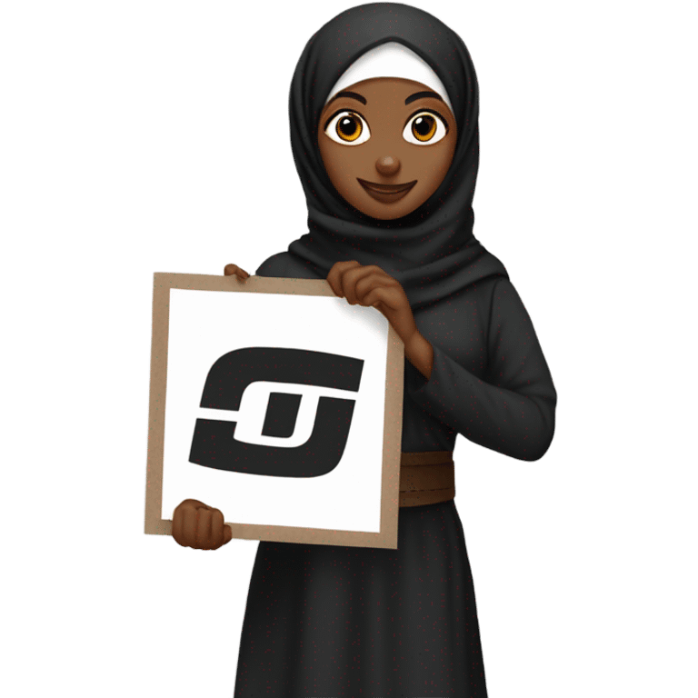 Black hijabs holding sign  “go giants” sign emoji