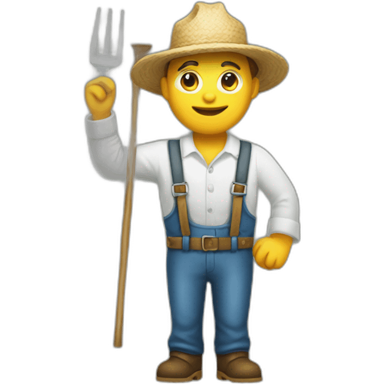 farmer emoji with pitchfork and saluting emoji