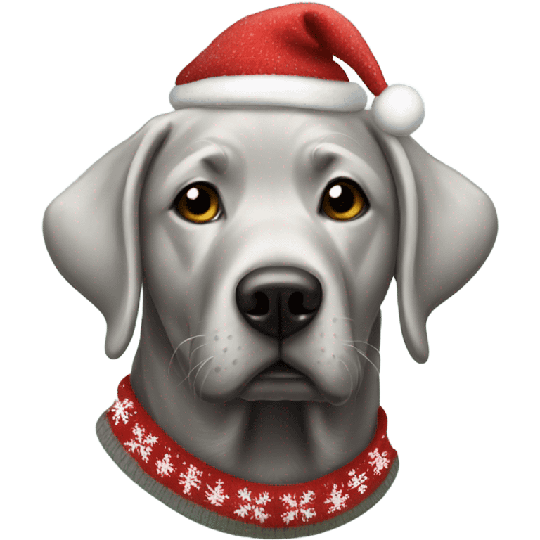 Silver lab with christmas sweater emoji