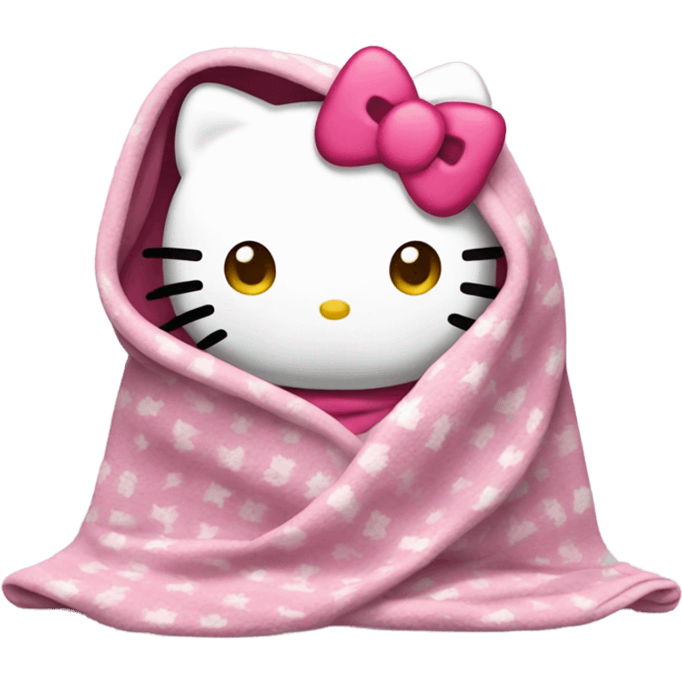 Hello Kitty, wearing a blanket emoji