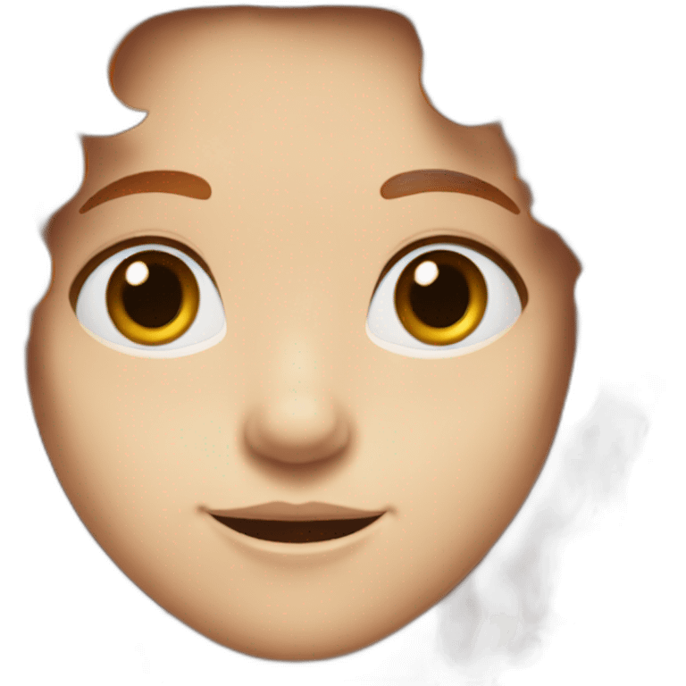 A white teenager with big brown eyes and middle-parted red hair, wearing a black T-shirt. emoji