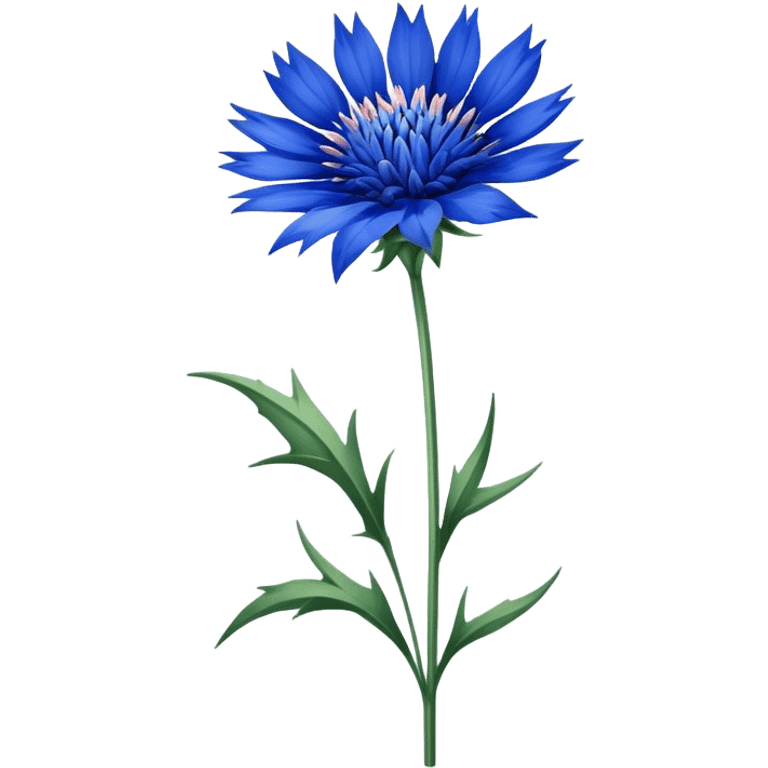 single blue Cornflower, straight stem emoji