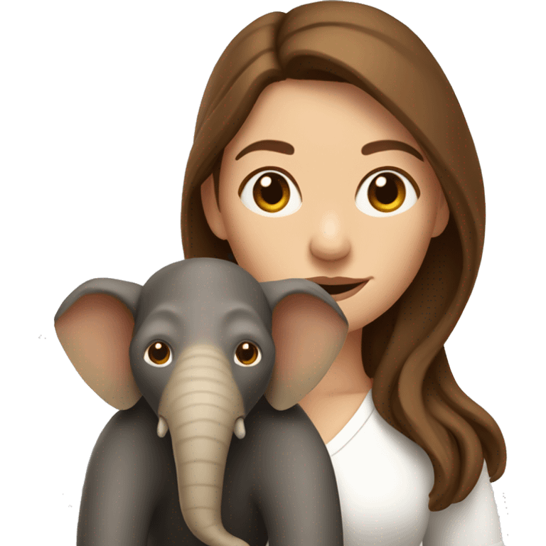 French woman with long brown hair, with a monkey on her shoulder, riding an elephant emoji