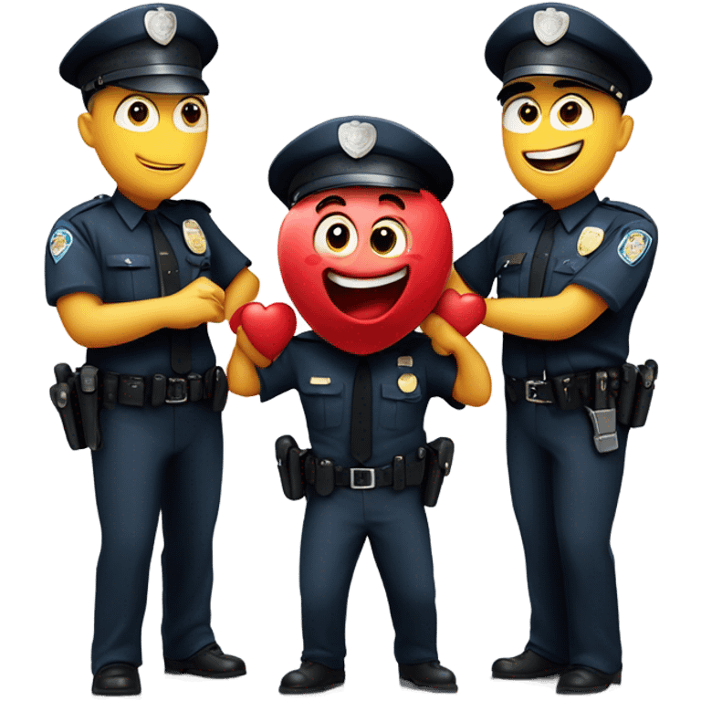 Cartoon Heart getting hand cuffed by police emoji