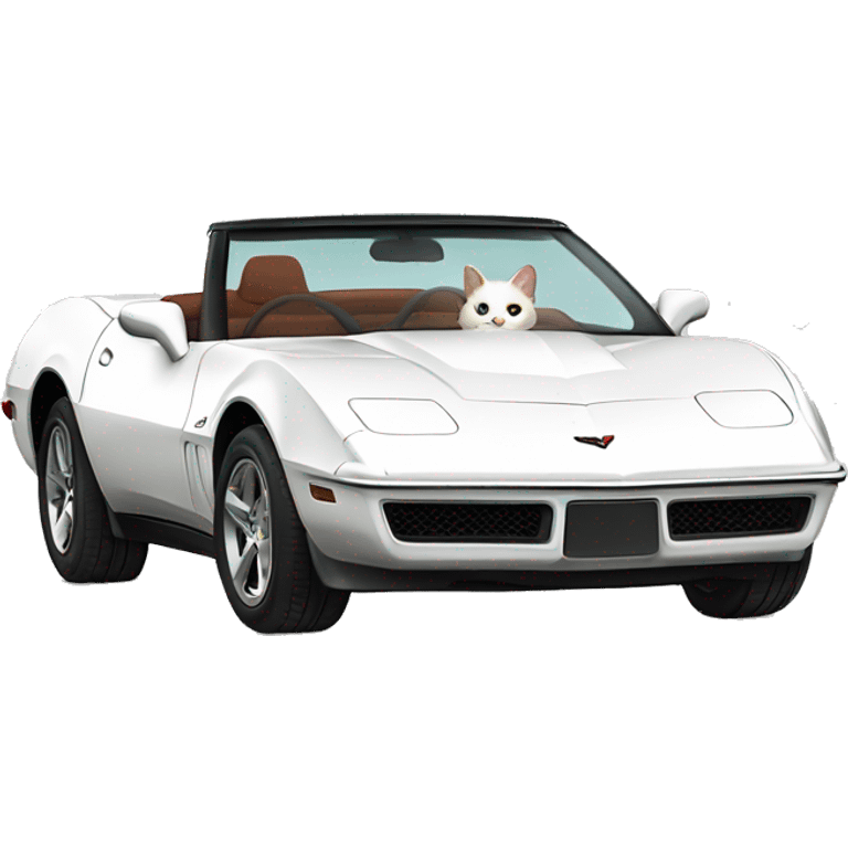 Cat driving white corvette emoji