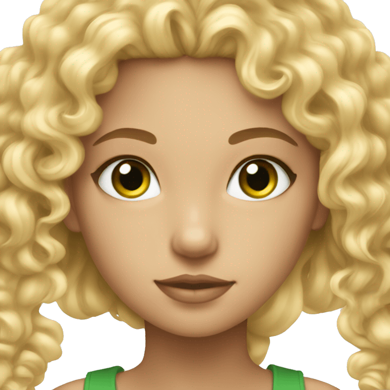 Stunning girl with blonde curly hair and green eyes emoji