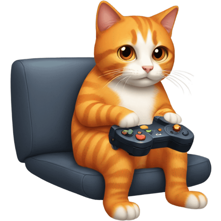 Orange cat playing video games  emoji