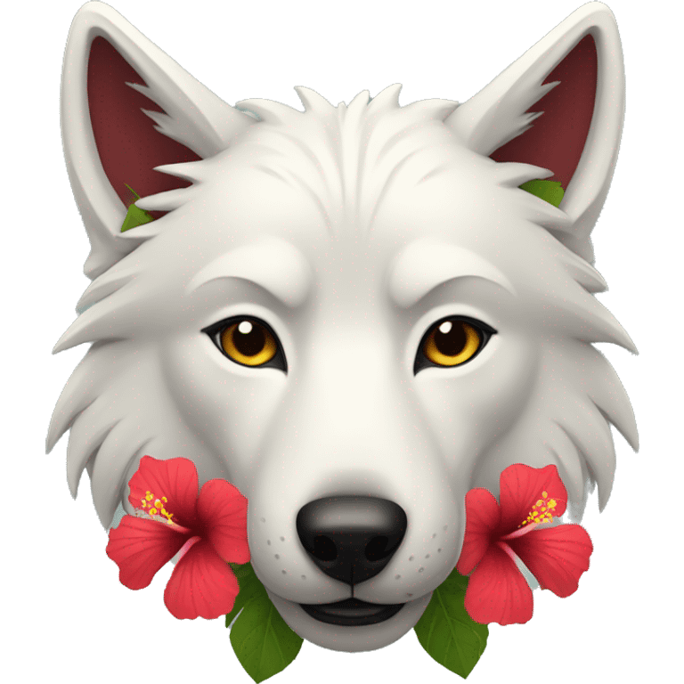 Wolf with hibiscus  emoji