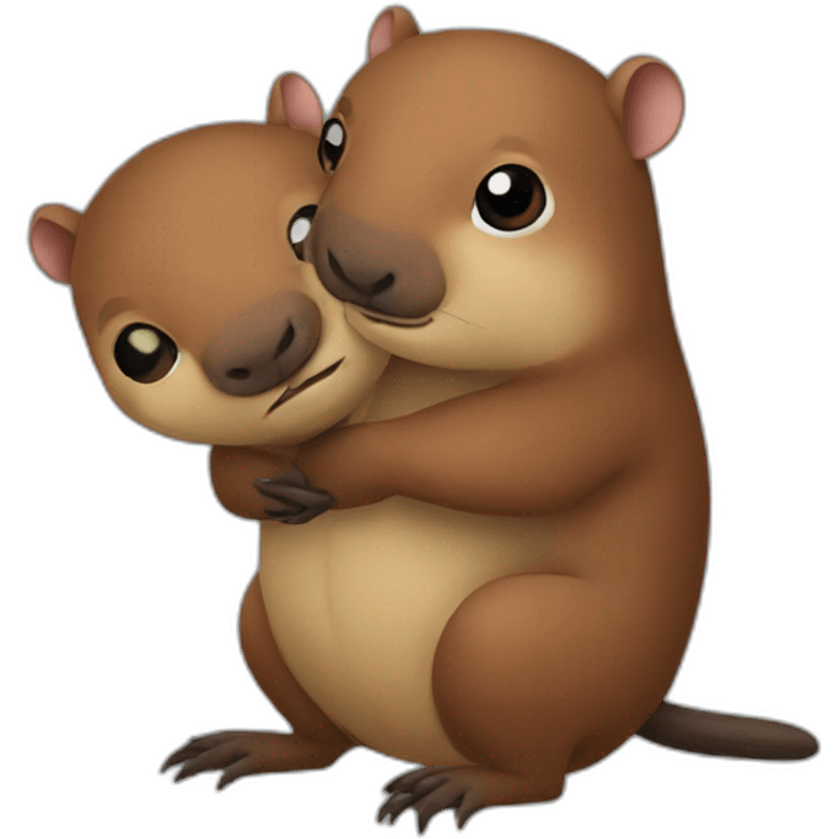 Capibara hug ant-eater emoji