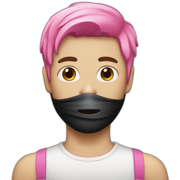 A guy with a black mask with pink hair emoji