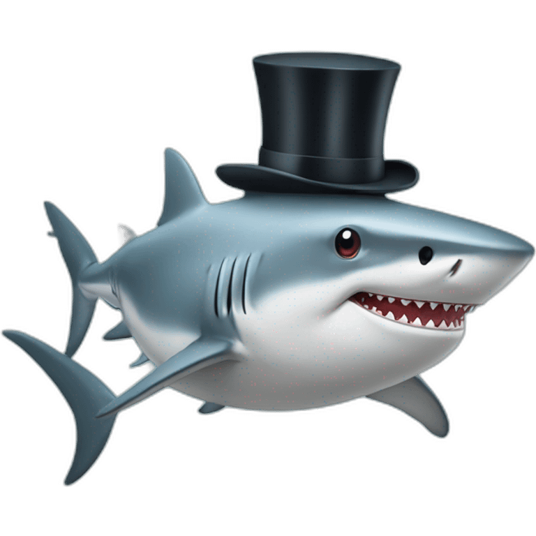 Shark with a top hat emoji