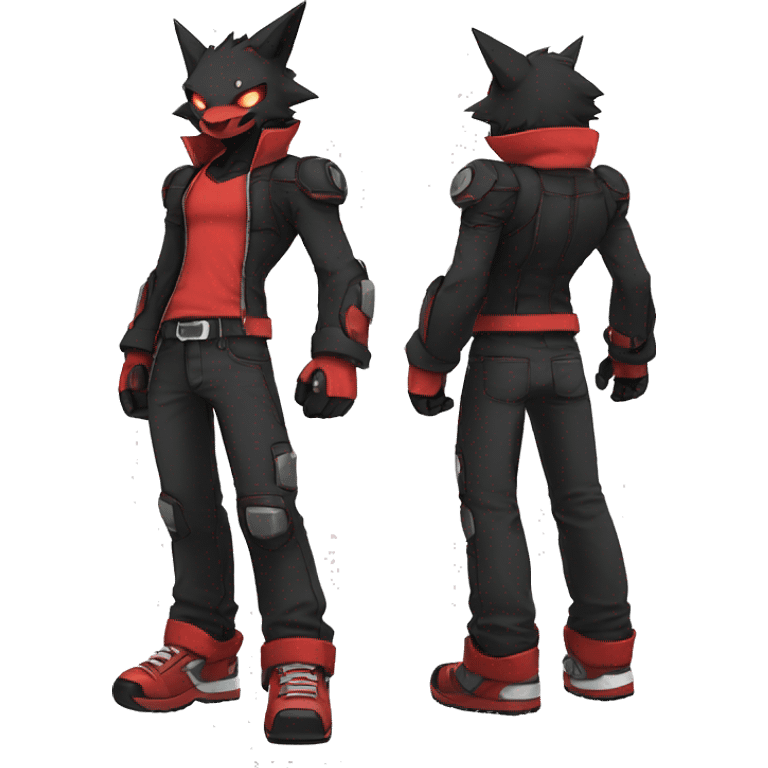  Cool Edgy Black Red Digimon-Fakemon full body emoji