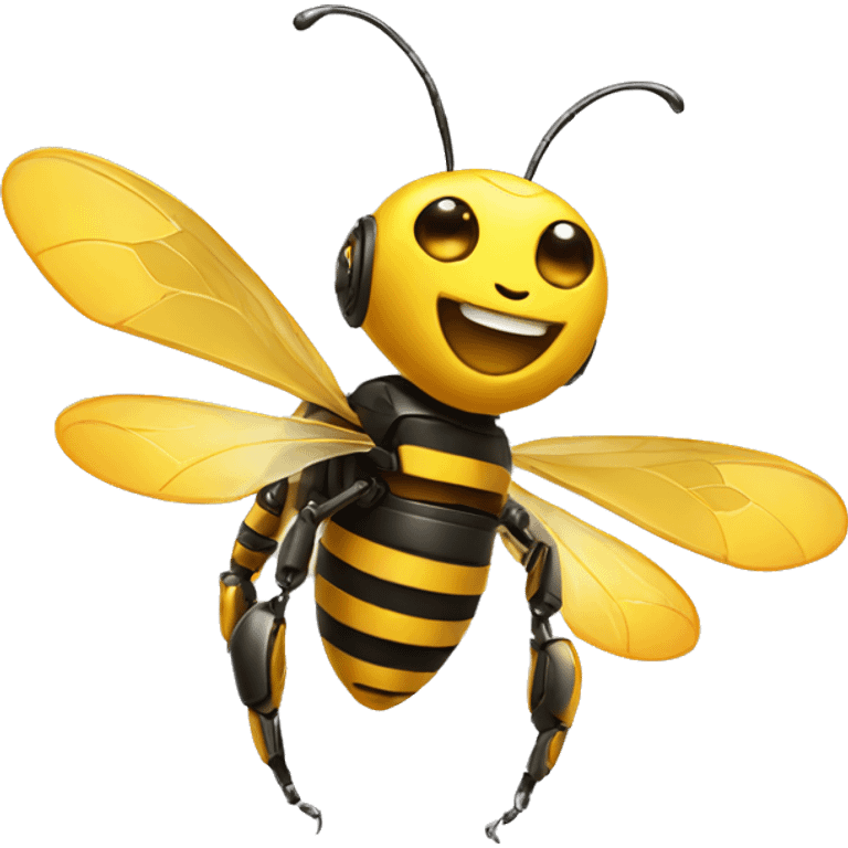 robot bee with big smile emoji