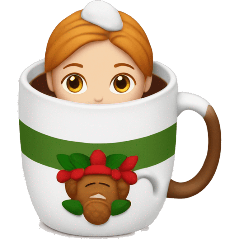 Ginger girl holiday mug of hot coco emoji