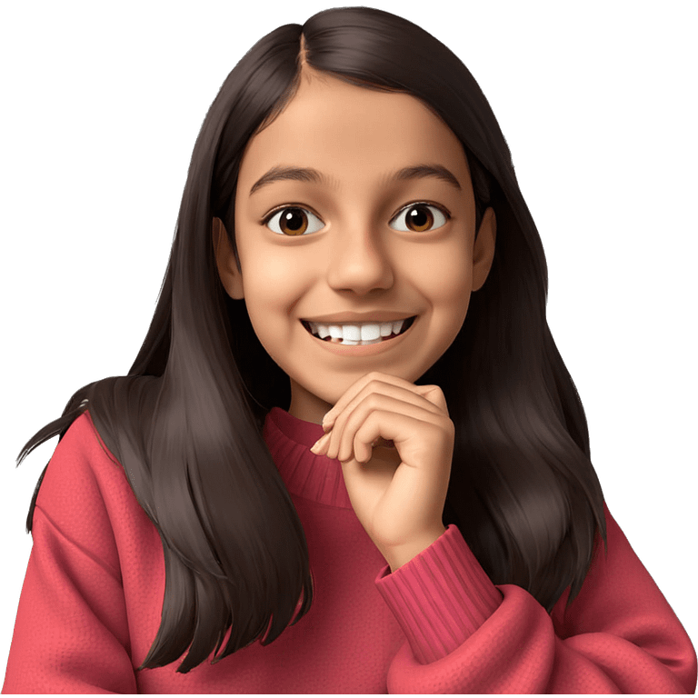 smiling girl in sweater emoji