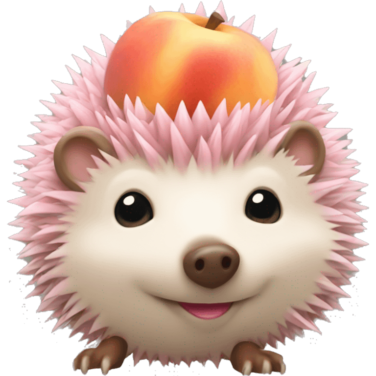 Hedgehog with pink peach emoji