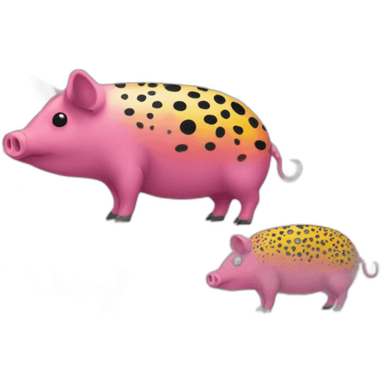 Pink pig armadillo cow centipede insect with yellow and black spots gradient mottled emoji