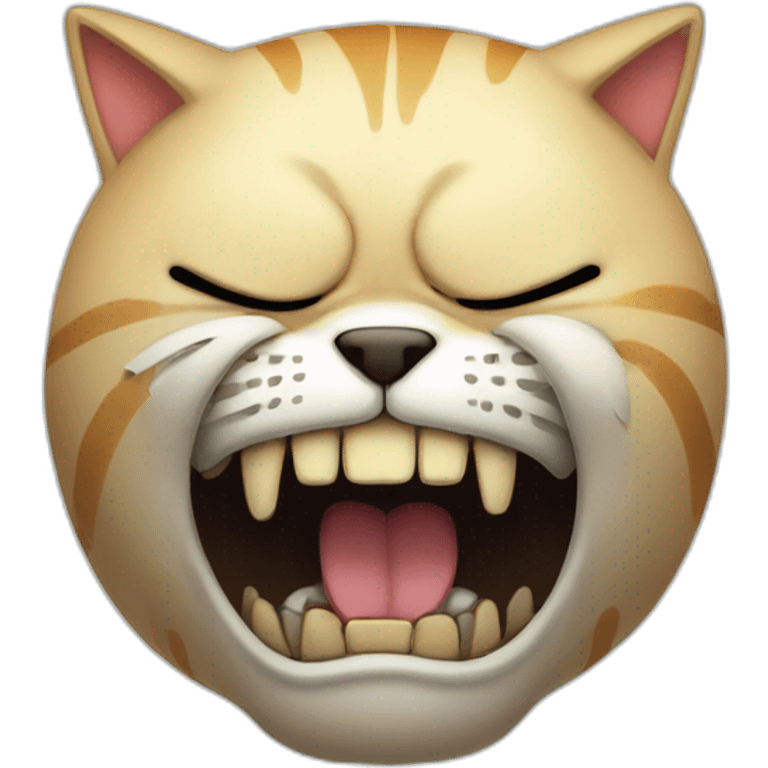 big fat cat crying in terror body skull emoji