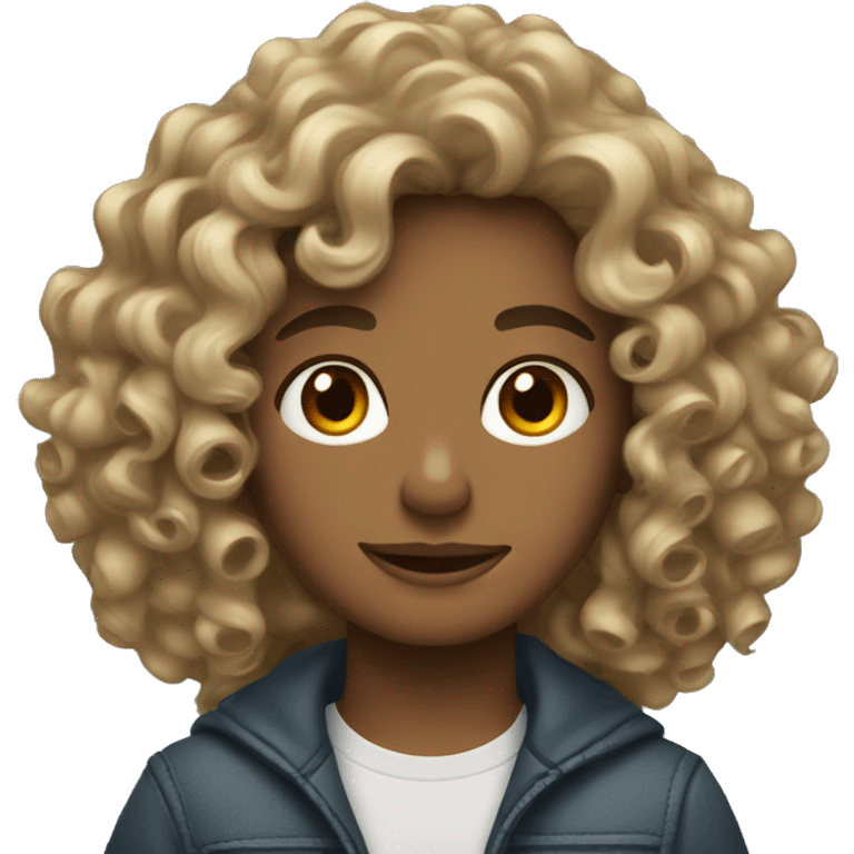 curly wavy hair with tan skin emoji