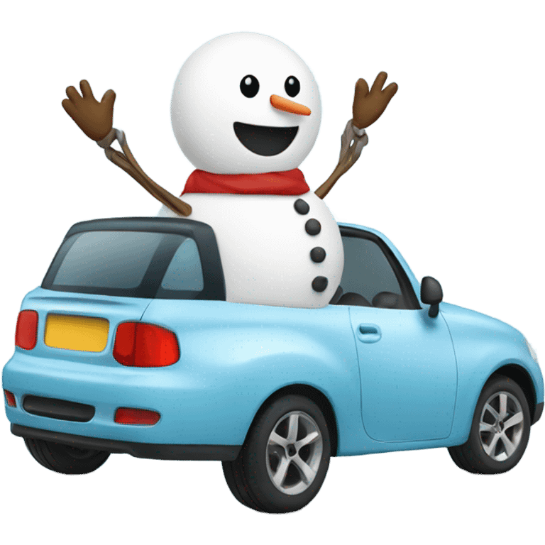 Snowman driving a car emoji