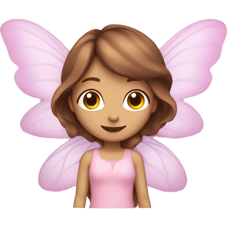  fairy with brown hair and pink wings  emoji