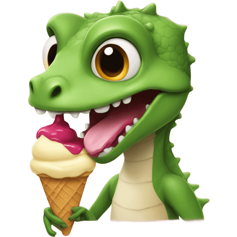 A lizard eating ice cream emoji