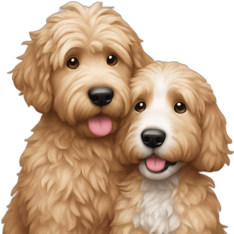 Man and woman cuddling a goldendoodle emoji