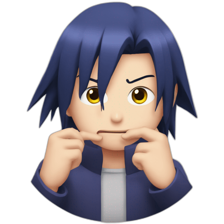 Sasuke peeking through fingers emoji