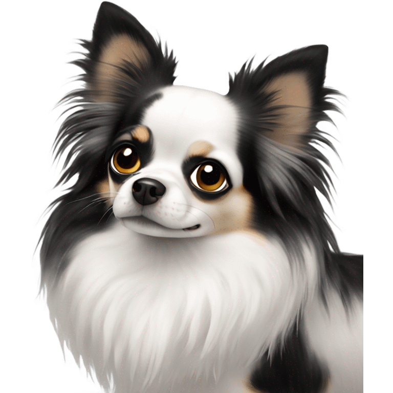 White chihuahua black spots long haired  emoji