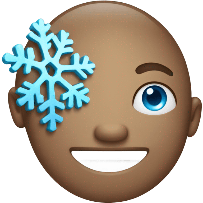 Smiling emoji with light blue snowflake eyes  emoji