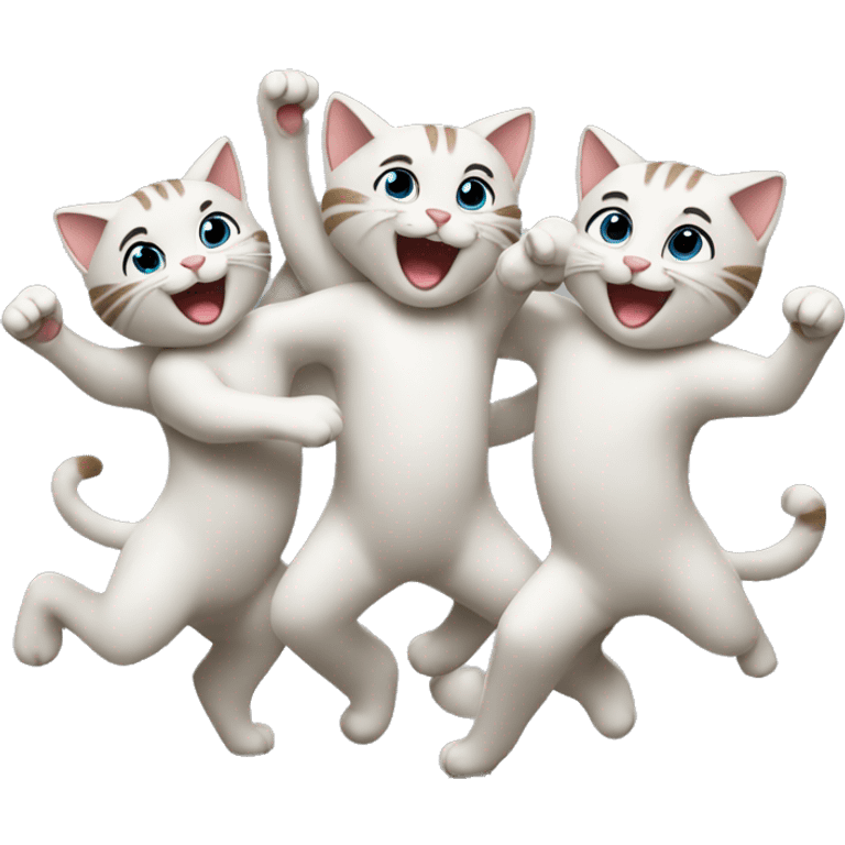 6 happy cats dancing together emoji