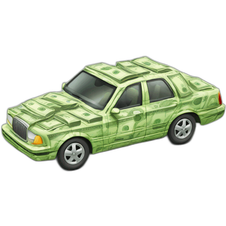 car made of dollars emoji