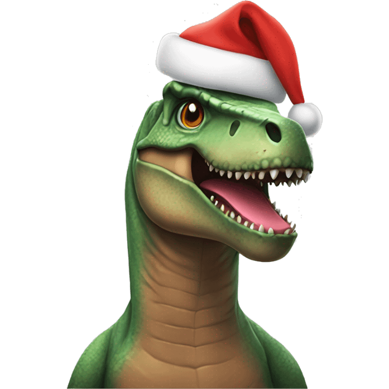 trex in santa hat emoji