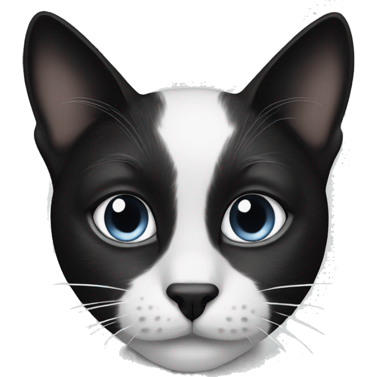 Black and white cat with black freckle on face emoji