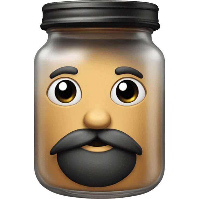 Anthropomorphic glass jar with a black beard tan skin emoji