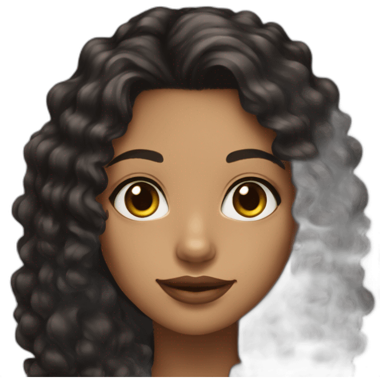 woman light brown skin long black curly hair with black cat emoji