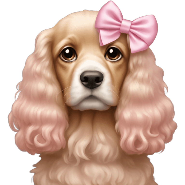 light pink bow on cockerspanial emoji