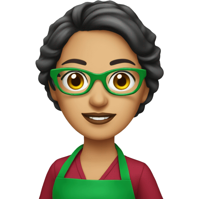 mexican lady green apron  with glasses cooking tacos emoji