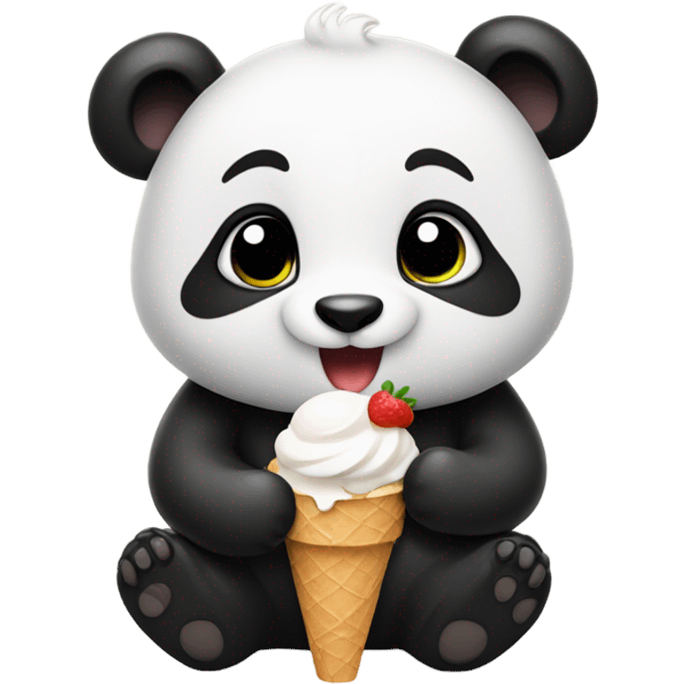 Panda eating ice cream emoji