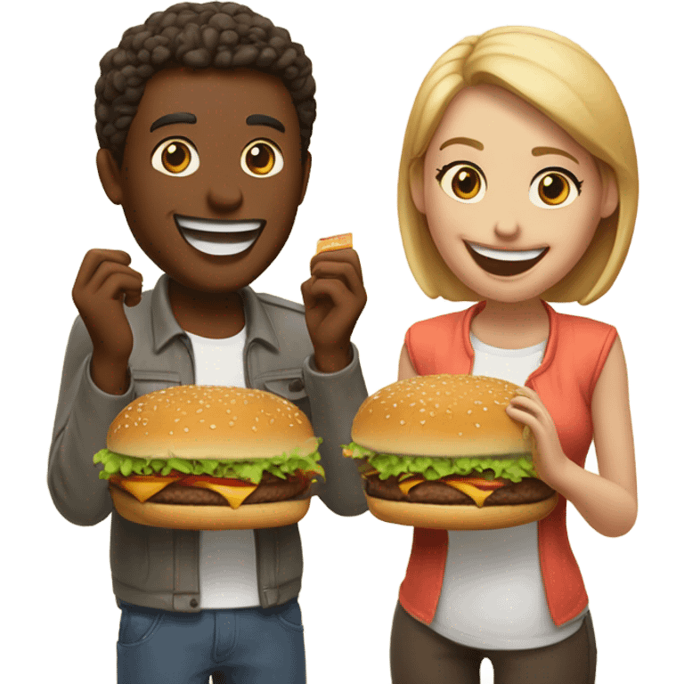 Couple eating burgers  emoji