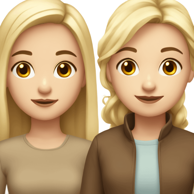 girl with brown hair next to girl with blonde hair very cutesie and demure emoji