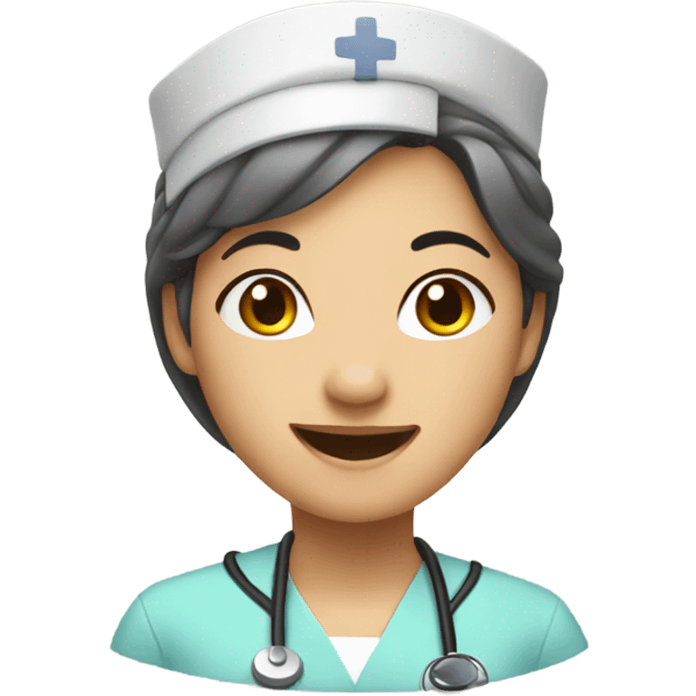 Asian nurse with smile emoji