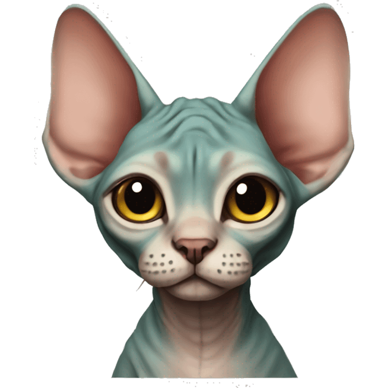 Sphynx-cat in costume of dinosaur emoji